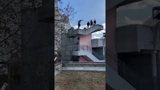 Worlds first double flip of the Manpower gap  Credits Teddy Ponceau  parkour shorts [upl. by Landy]