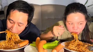 Double spicy Ramen double pack challenge साइली दिदीले चलाखी गरेपछि 😂😂😂 [upl. by Baggett]