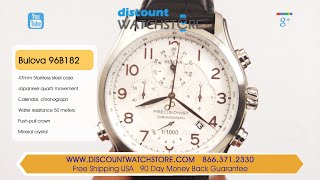 Bulova 96B182 Mens Precisionist Wilton Chronograph Silver Dial Leather Strap Watch Review Video [upl. by Naawaj]