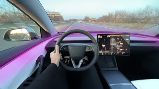 NEW 2024 TESLA Model 3 Highland Facelift AUTOBAHN Drive POV Interior Ambient Review [upl. by Knarf]