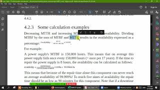 Lecture  3 Calculation of Availability MTBF and MTTR [upl. by Nwahsat656]