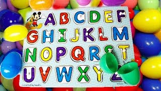 Learning ABC Letter Alphabet Phonics Disney ABC Puzzle and Surprise EGGS [upl. by Bradlee]