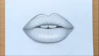 How to draw Lips by pencil step by step [upl. by Darline]