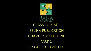 CLASS 10  ICSE  PHYSICS  LECTURE 11  SELINA PUBLICATION  MACHINES  SINGLE FIXED PULLEY [upl. by Tolecnal922]