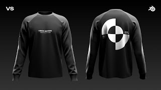 3D Long Sleeve Raglan TShirt Mockup for Blender [upl. by Auqenes253]