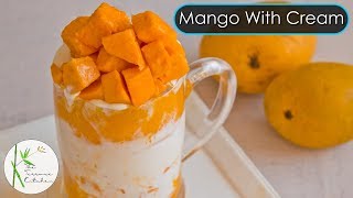 Mango With Cream Delicious Mango Cream  Yummy Mango Dessert  The Terrace Kitchen [upl. by Devinne]