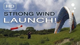 Paraglider Control Strong Wind Launching Simple Depower [upl. by Lanoil159]