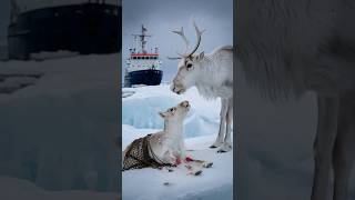 A mother reindeer pleads with a sailor her eyes filled with hope to free her baby tangled in a net [upl. by Ahsieuqal]