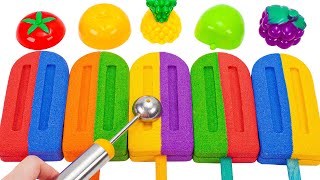 Satisfying Video l Kinetic Sand Colorful Ice Cream Popsicle Sticks Cutting ASMR [upl. by Ruthi]