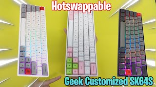 Geek Customized SK64S Hotswappable RGB Mechanical Gaming Keyboard Review  Fortnite Test [upl. by Glovsky847]