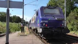 BB27300 et VB2N  Départ de la gare de Boissy lAillerie sur la ligne J du Transilien [upl. by Nosiram]