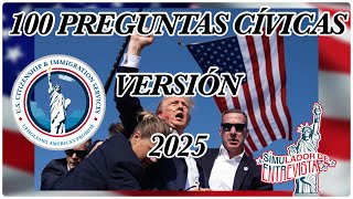 🇺🇸100 PREGUNTAS CÍVICAS VERSIÓN 2025 Simulador de Entrevista Para Ciudadanía Americana uscis [upl. by Sinegold]