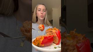 Cheesy Stuffed Pepper recipe in description ￼ [upl. by Nnyleimaj182]