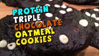 Protein Triple Chocolate Oatmeal Cookies  Oat Cookie Recipe [upl. by Starks988]