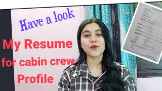 Resume for cabin crewAirhostess Interview [upl. by Pillyhp]