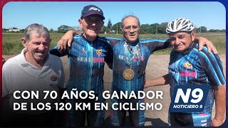 CON 70 AÑOS GANADOR DE LOS 120 KM EN CICLISMO  NOTICIERO 9 [upl. by Trev]