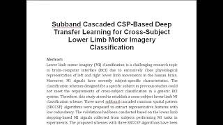 Subband Cascaded CSP Based Deep Transfer Learning for Cross Subject Lower Limb Motor Imagery Classif [upl. by Vivian120]