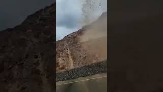 Rockfall Close Call Boulder Nearly Hits Car 😱 LuckyEscape [upl. by Ibson]