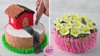 Small House Birthday Cake and Flowers Cake for Lover  Part 428 [upl. by Yrol]