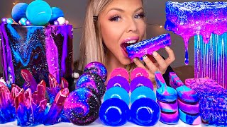 ASMR GALAXY CAKE EDIBLE PLANETS HONEYCOMB GEODE CRYSTALS GALAXY MACARONS JELLY BALLS MUKBANG 먹방 [upl. by Aila]