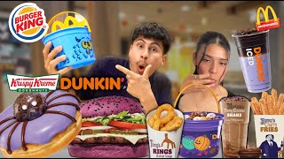 Eating HALLOWEEN FAST FOOD ITEMS FOR 24 HOURS 2024 Edition [upl. by Novonod]