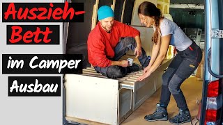 Ausziehbares Bett mit Schwerlastauszügen 🚐 Camper Ausbau  Sprinter Selbstausbau [upl. by Latimer925]