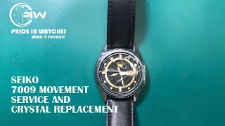 Seiko 7009 movements service and crystal replacement  DIY  ASMR [upl. by Nancie745]