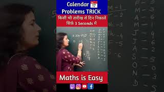 Calendar trick  Kisi bhi date se din nikale  Calendar Reasoning Trick for SSC cglchslshorts yt [upl. by Riamu]