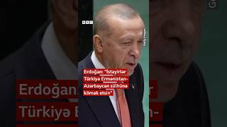 “İstəyirlər Türkiyə ErmənistanAzərbaycan sülhünə kömək etsin” Erdoğan [upl. by Ycart248]