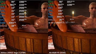 Athlon 200GE vs A69500 65W 5 Games Vega 3 vs R5  iGPU Benchmark Test [upl. by Sy]