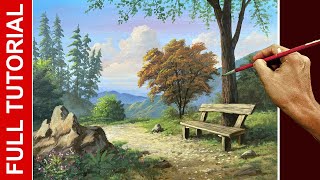 Tutorial  Acrylic Landscape Painting  Old Bench  JMLisondra [upl. by Sousa878]