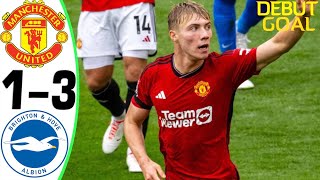 Manchester United vs Brighton 13  All Goals and Highlights  2023 😳 HOJLUND [upl. by Ecilegna171]