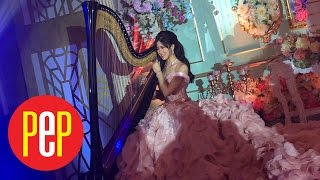 Watch Kisses Delavin play the harp at her debut party [upl. by Ramedlab835]