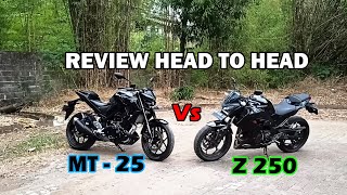 REVIEW DAN KOMPARASI YAMAHA MT25 VS KAWASAKI Z250  PILIH MANA [upl. by Anikehs]