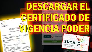 COMO DESCARGAR EL CERTIFICADO DE VIGENCIA PODER MIRA ESTE VIDEO ACÁ TE ENSEÑAMOS  SUNARP [upl. by Bainter]