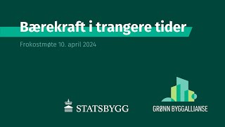 Bærekraft i trangere tider Frokostmøte 10 april 2024 [upl. by Onit]