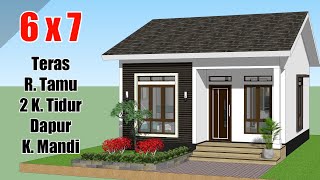 Desain Rumah Minimalis 6x7 Meter dengan 2 Kamar tidur full Denah [upl. by Tolkan891]