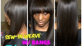 Full SewIn Weave with Bangs Hair Tutorial [upl. by Rasla764]