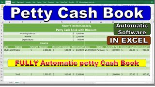 how to prepare petty cash book in excel  how to make petty cash book MS excel  automatic pettycash [upl. by Oahc542]