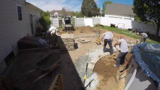 How We Build amp Install A Back Patio and Seat Wall 2016 [upl. by Cottle]