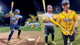 BAT BROS vs BANANAS  1v1 BananaBall feat TheSavannahBananas catcher Bill Leroy [upl. by Yhtomiht504]