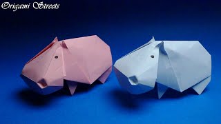 How to make a hippo out of paper Origami behemoth [upl. by Leamaj]