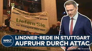 FDP IN DER KRISE Klimaaktivisten stören Rede von FDPChef Christian Lindner bei Dreikönigstreffen [upl. by Hickey277]