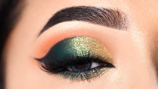 Green Golden Glitter Eye Makeup Tutorial  Simple and easy Eye Makeup Tutorial  Shilpa [upl. by Lumbard]