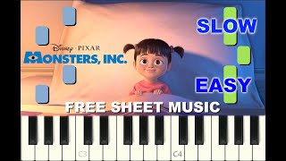 SLOW EASY piano tutorial quotBOOS GOING HOMEquot from Monsters Inc with free sheet music pdf [upl. by Glassman104]