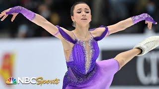 Valieva breaks her own record with incredible short program at European Championships  NBC Sports [upl. by Iadrahc]