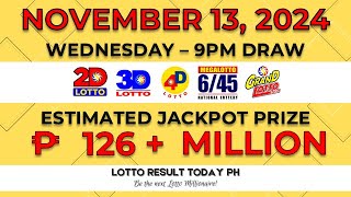 WATCH PCSO Live Lotto Result Today 9PM November 13 2024  LRT PH [upl. by Nilyram]