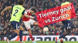 Kieran Tierney runs to celebrate with Ramsdale after scoring for Arsenal vs Zurich [upl. by Osyth]