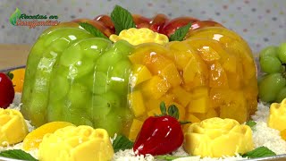 COMO HACER GELATINA CON FRUTAS  Postre fácil y rápido  MAS postres en Recetas en Casayfamiliatv [upl. by Ettenuj]