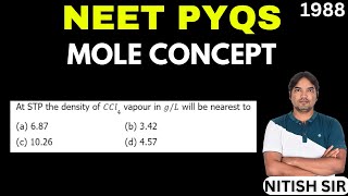 At STP the density of CCl4 vapour in gL will be nearest to [upl. by Eshelman]